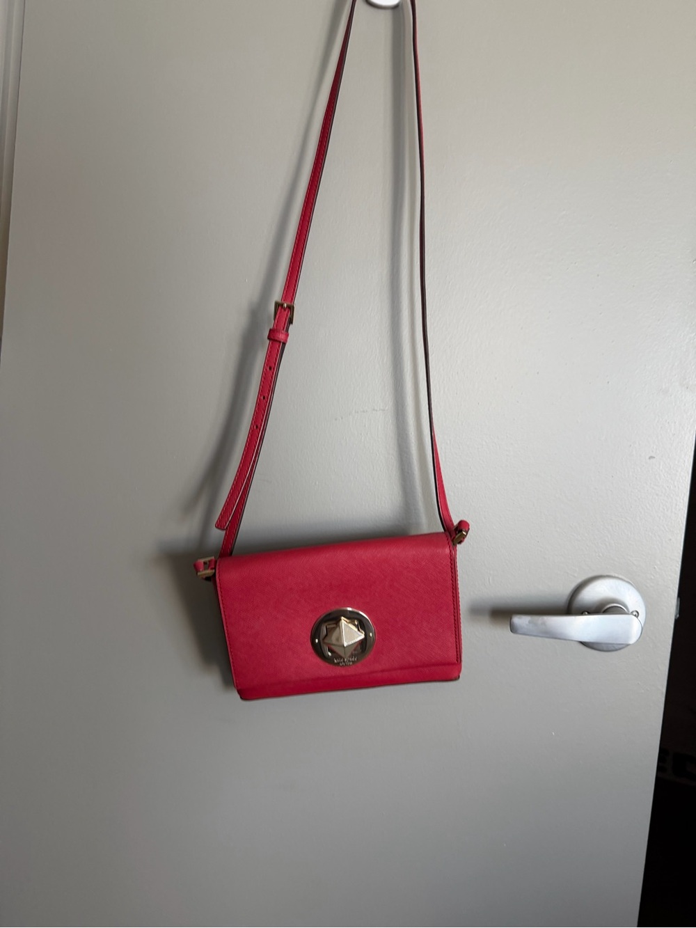 kate spade Red Leather Crossbody with Gold Medallion